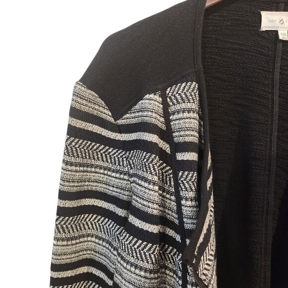 Lou & Grey Moto Zip Up Sweater Jacket XXL Women's Black White - Picture 4 of 6